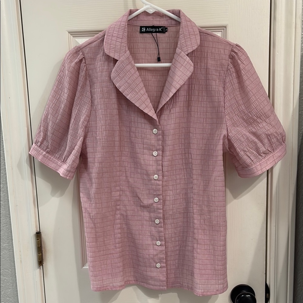Allegra K Women's Pink Button-Up Top